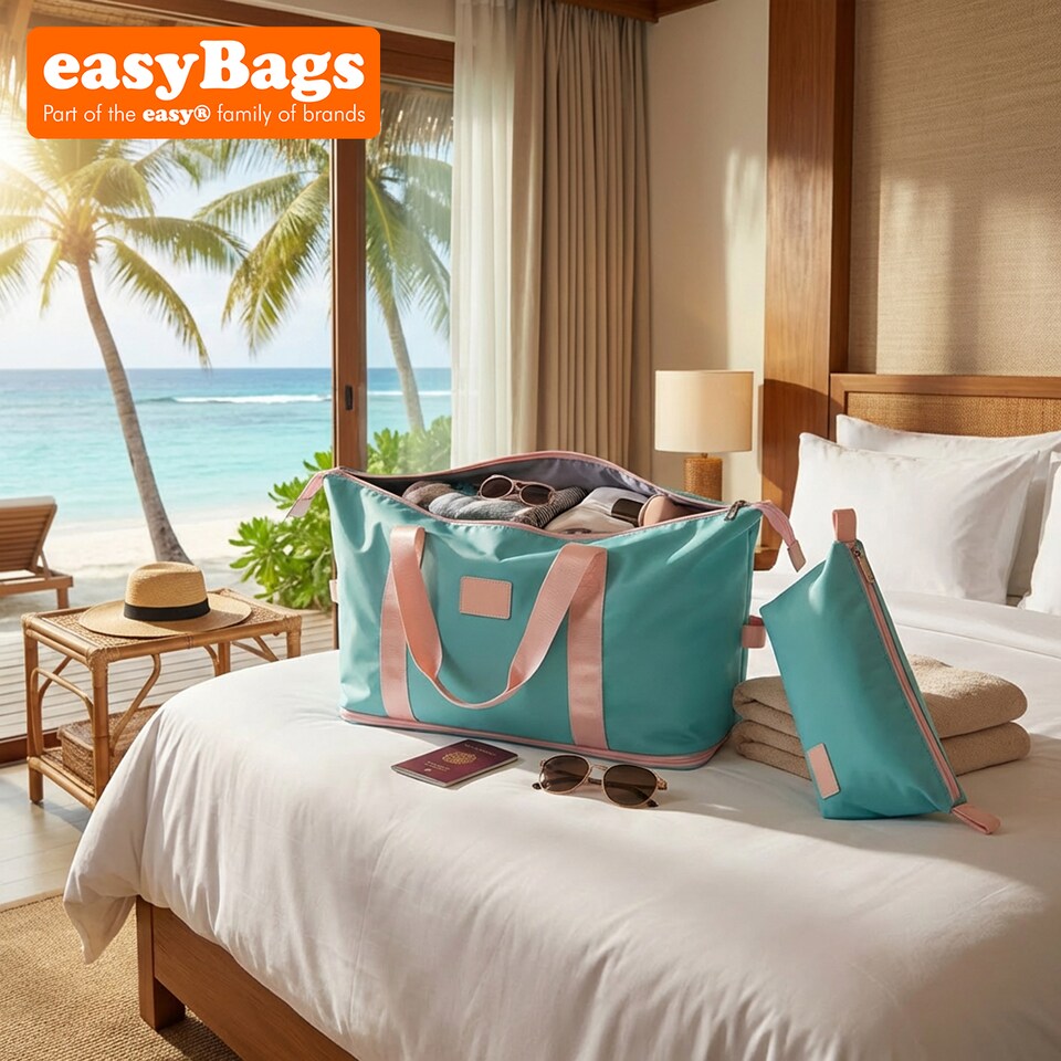 image 1 of Stylish Duffel Bag & Toiletry Bag, Perfect Gym, Travel & Everyday Carry - Baby Blue