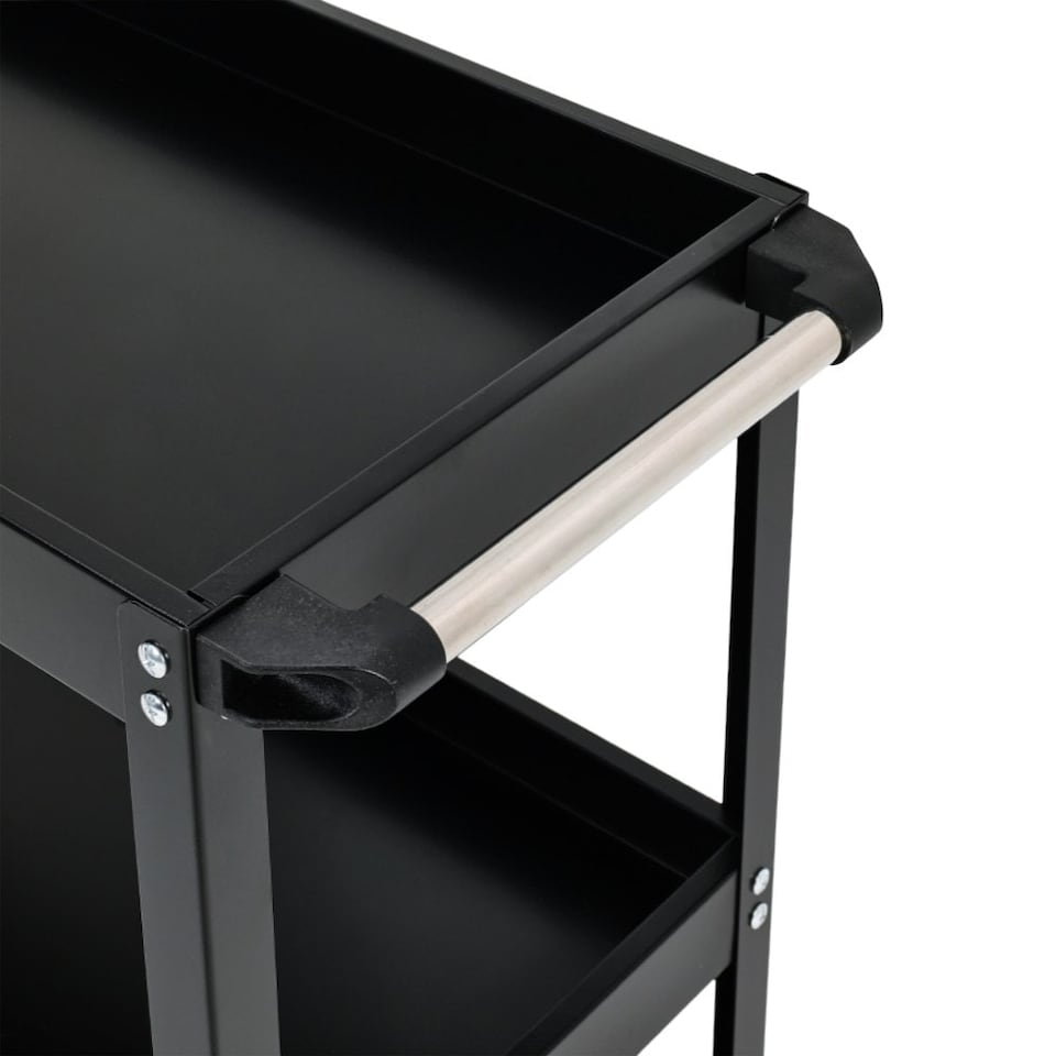 image 1 of Living and Home 3-Tier Rolling Tool Cart Storage Organizer - Black