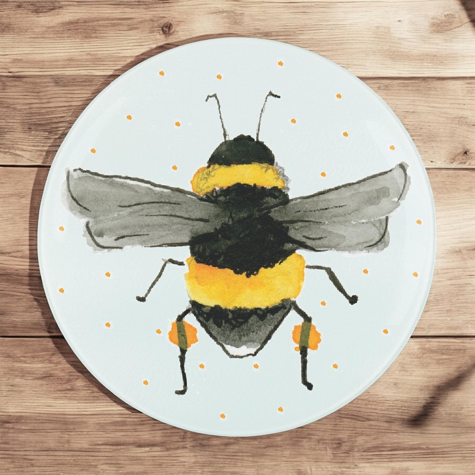 image 1 of Big Bee Round Worktop Protector - Textured Glass Chopping Board