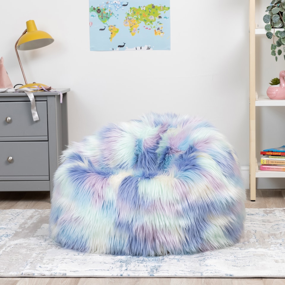image 1 of Kids Classic Faux Fur Bean Bag Chair Unicorn Bean Bags for Children | Multi | Unicorn | 1