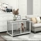 image 2 of PawHut Dog Crate Furniture End Table w/ Soft Washable Cushion, Lockable Door