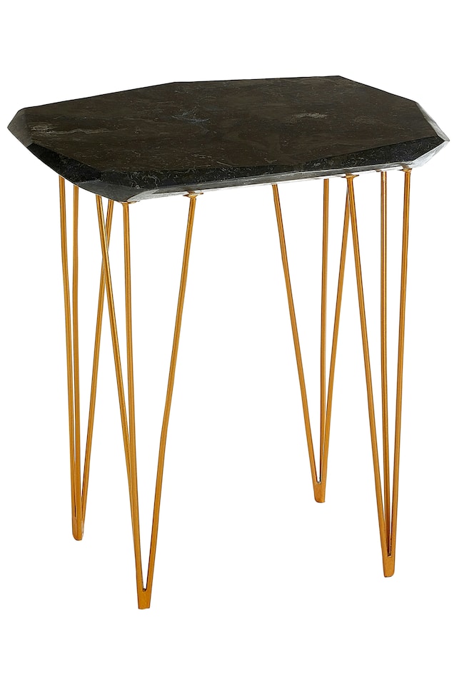 image 1 of Modern Small Black Marble Top Side Table, Durable Metal Side Table, Chic Constructed Modern Side Table | Black
