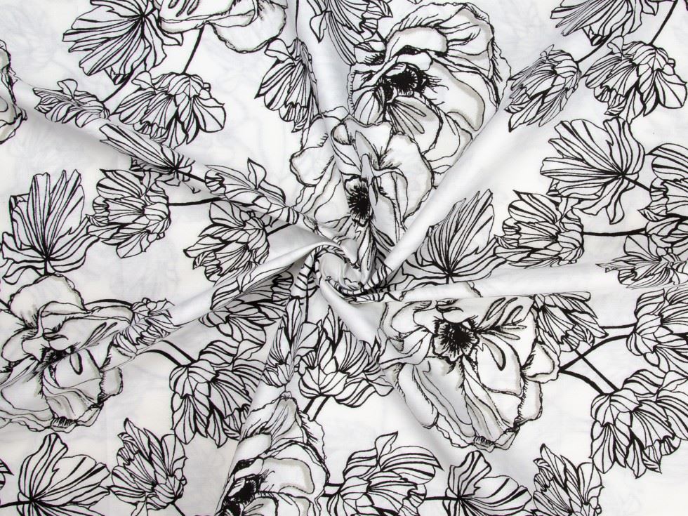 Minerva Black & White Deadstock Cotton Poplin Dressmaking Fabric, 140cm / 55" Wide - per metre
