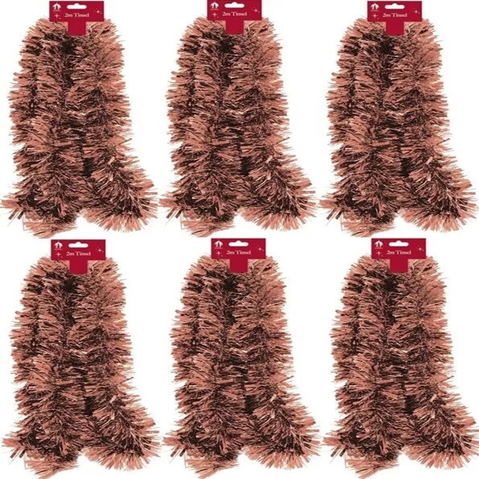 image 1 of 6 x 2 Metres Pack Copper Chunky Christmas Tinsel