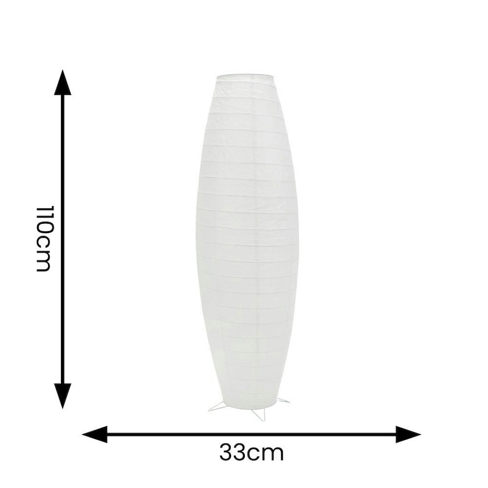 image 1 of ValueLights Isla White Paper Column Metal Base Floor Lamp