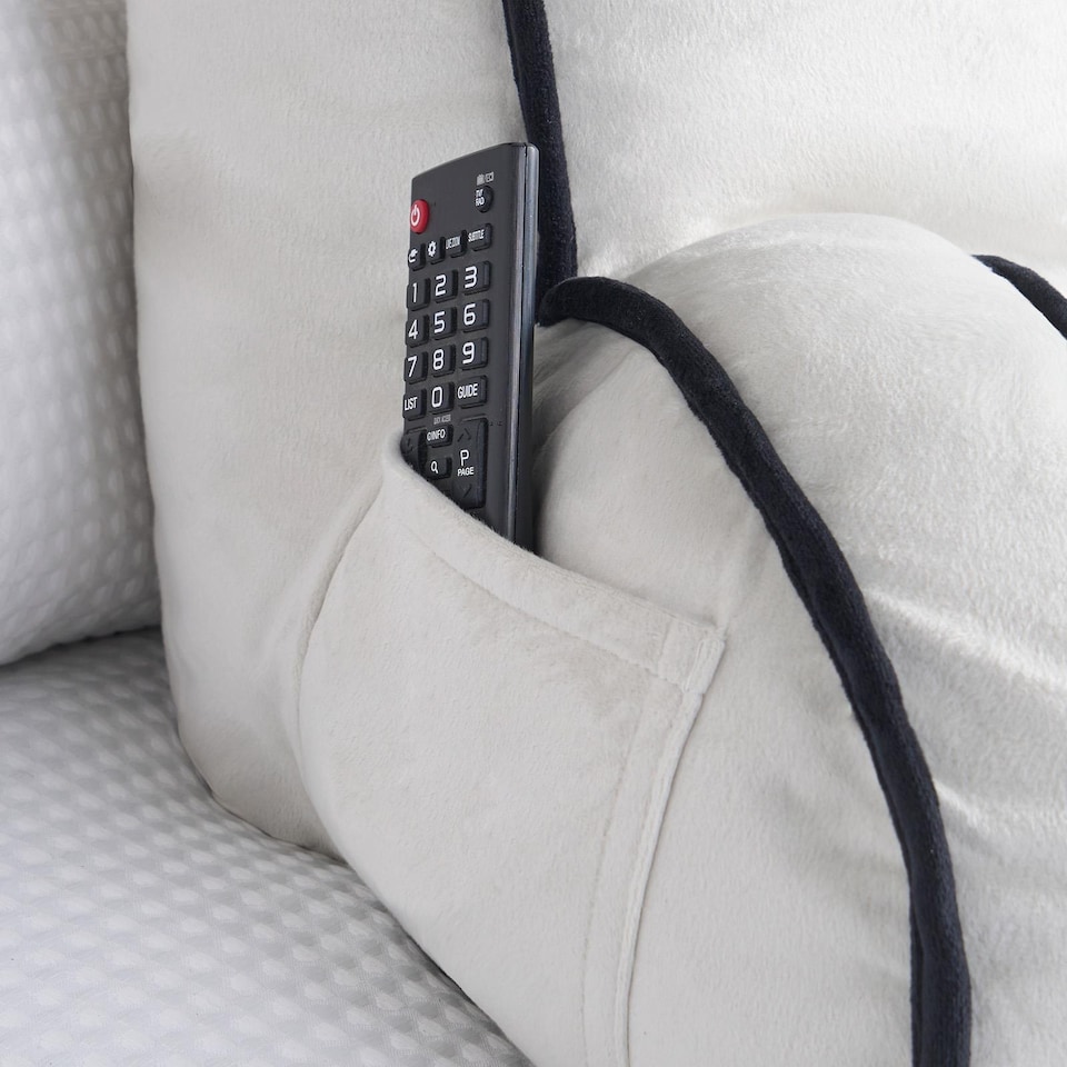 image 1 of OHS Piped Edge Reading Pillow with Head Rest Back Support Bed Sofa | Cream