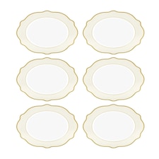 Jaswely Collection Porcelain Dinner Plates, Set of 6 (Cream)