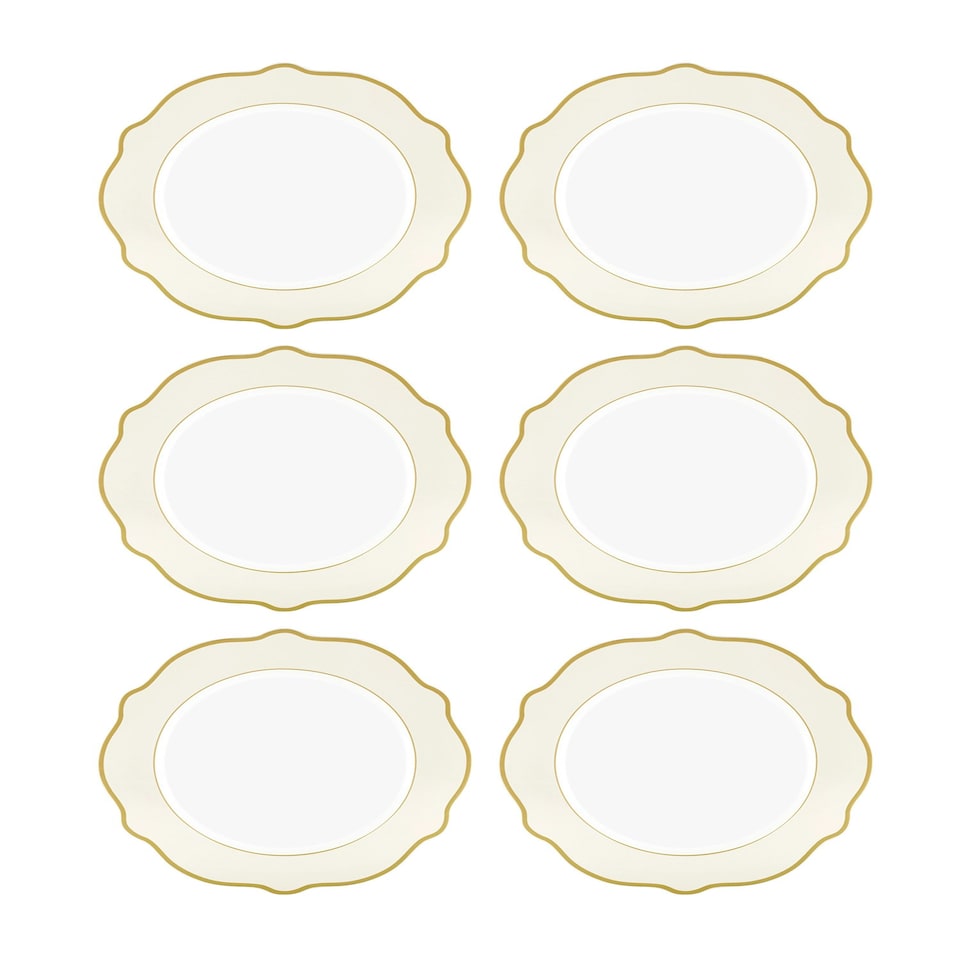 image 1 of Jaswely Collection Porcelain Dinner Plates, Set of 6 (Cream)
