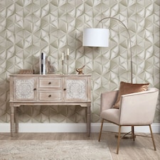 Nera Geo Wallpaper in Taupe | Cream | Taupe