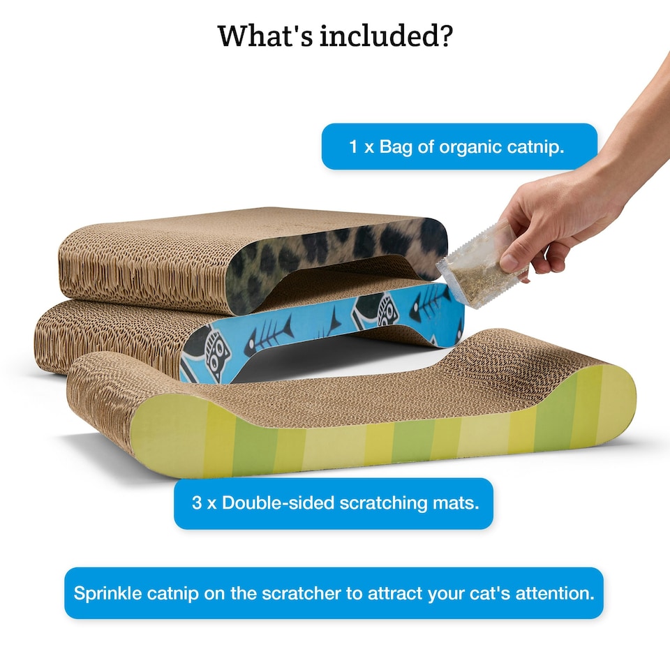 image 1 of Milo & Misty Cat Scratching Boards with Catnip Pack of 3