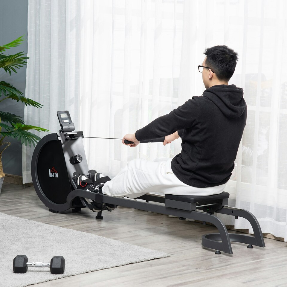 image 1 of HOMCOM Magnetic Foldable Rower w/ 16-Level Adjustable Resistance for Home, Gym