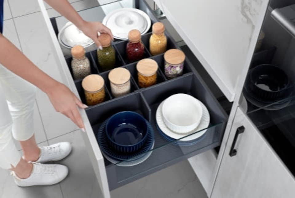 image 1 of FittingsCo, Vista Pro, Glass Cutlery Drawer Anthracite, 400W, 450D, 95H (mm)