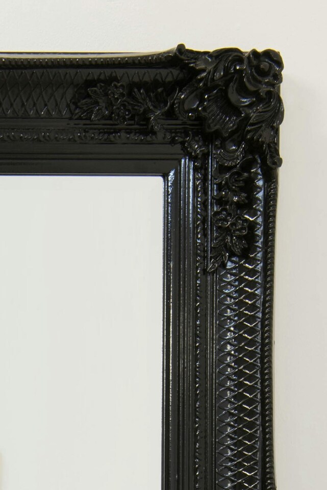 image 1 of Large Black Antique Style Salon Wall Mirror Rectangle 5Ft5 x 2Ft7 165 x 79cm | Black