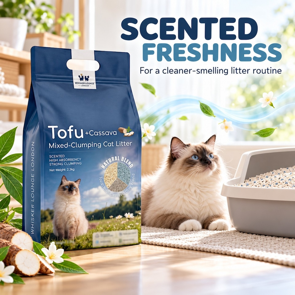 image 1 of Whisker Lounge London Tofu Bentonite Cassava Clumping Cat Litter 2.3kg