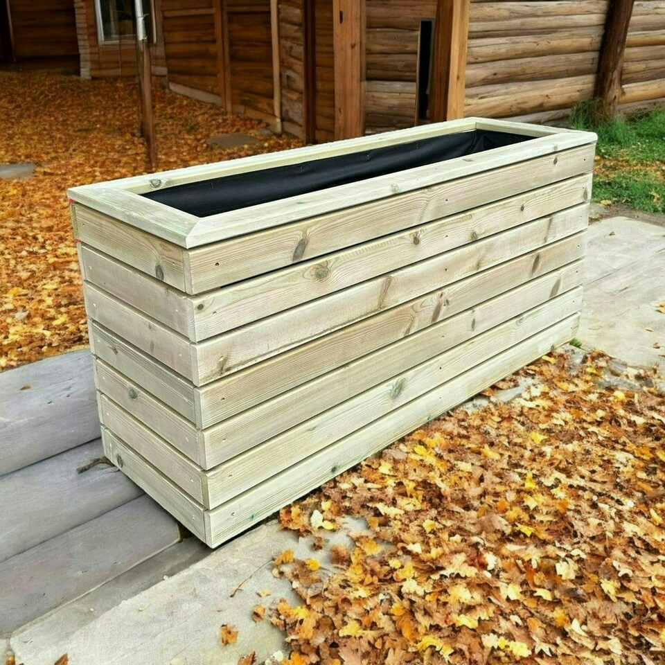 image 1 of London Garden Planter - Pressure Treated Wood - L120 x W40 x H60 cm | Brown