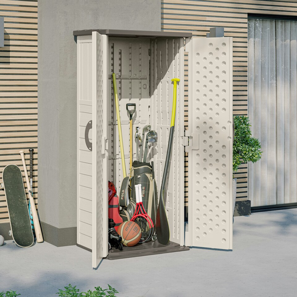 image 1 of Suncast Mannington Storage Cabinet - Vanilla Brown