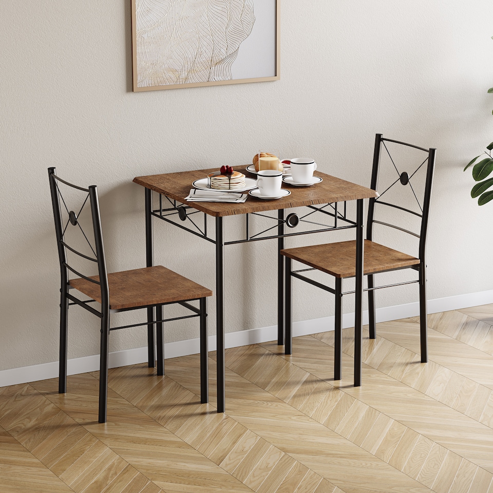 image 1 of Vida Designs Roslyn 2 Seater Dining Set 3 Piece Table & Chairs, Dark Wood