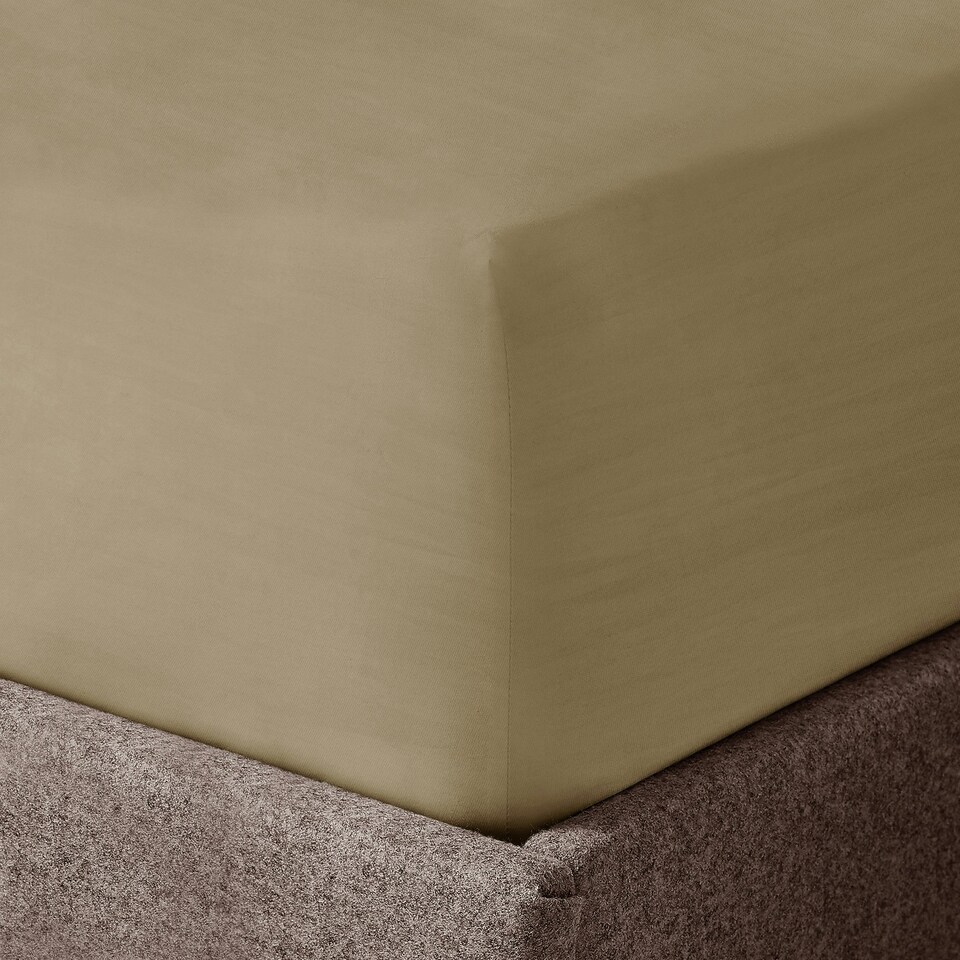 image 1 of Velosso Washed Linen Look Fitted Sheet Brown | Beige | King
