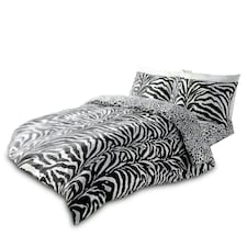 Zebra Skin Printed Duvet Cover Set Reversible Polycotton Beddings White | Single