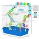 image 4 of PawHut Hamster Cage with Water Bottle, Exercise Wheel, Ramps - Blue