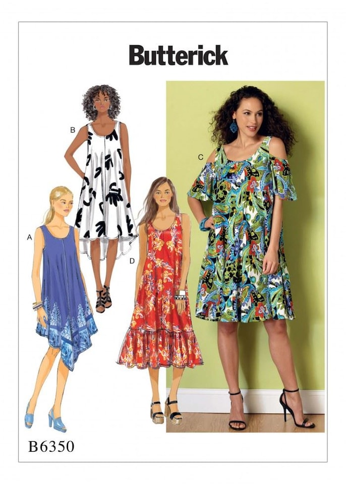 image 1 of Butterick 6350 Paper Sewing Pattern – Women’s Dress, UK Sizes 16–18–20–22–24–26, Easy