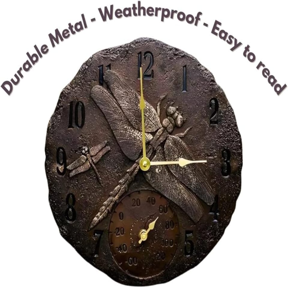 image 1 of Marco Paul 30cm Bronze Dragonfly Wall Clock Bronze