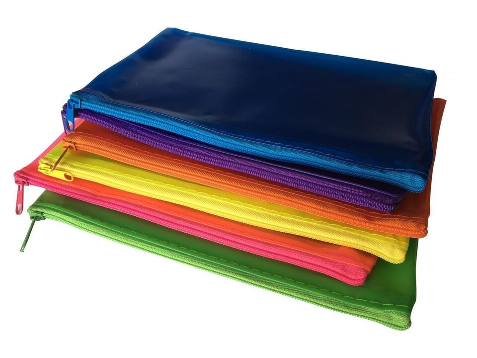 image 1 of 8x5" Frosted Pink Pencil Case - See Through Exam Clear Translucent