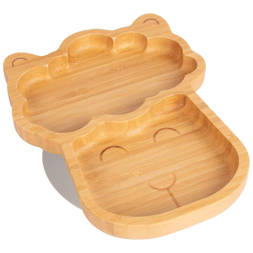 image 1 of Tiny Dining Children's Bamboo Suction Llama Plate - Grey Grey