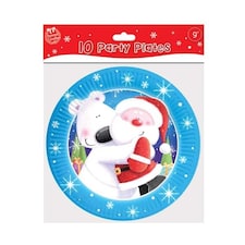 Santa & Polar Bear Design Christmas party paper plates x 10