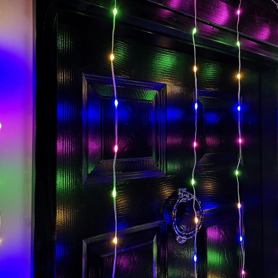 image 1 of 2.1m 300 LED Indoor Outdoor Party Curtain Christmas Lights in Multi-Coloured
