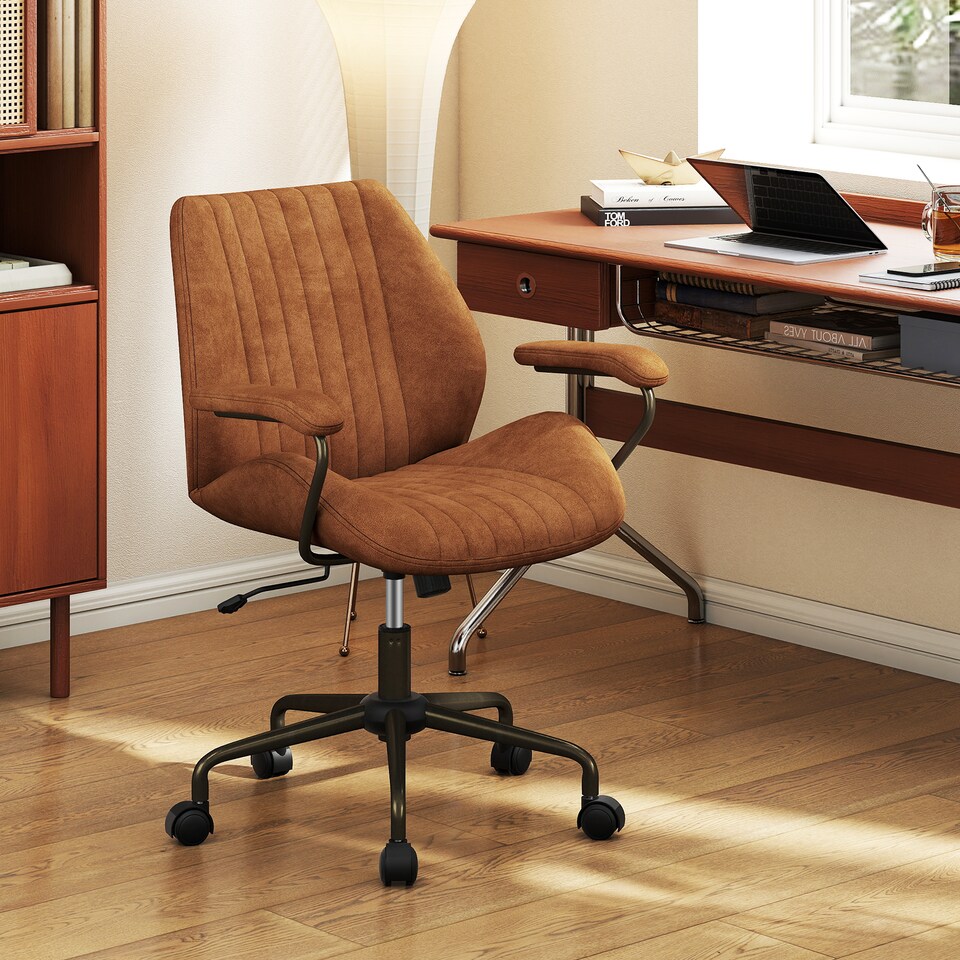 image 1 of COSTWAY Executive Office Chair Ergonomic Swivel Chair Brown