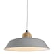 image 2 of Set of 2 Jakob - Grey Metal and Wood Easy Fit Pendant Shades Grey | Brown