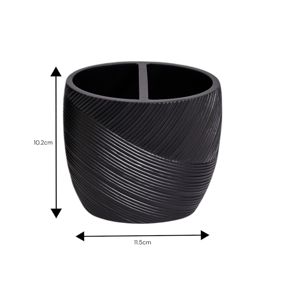 image 1 of Ripple Black Textured 4 Piece Bathroom Accessory Set | Black | Black | 1