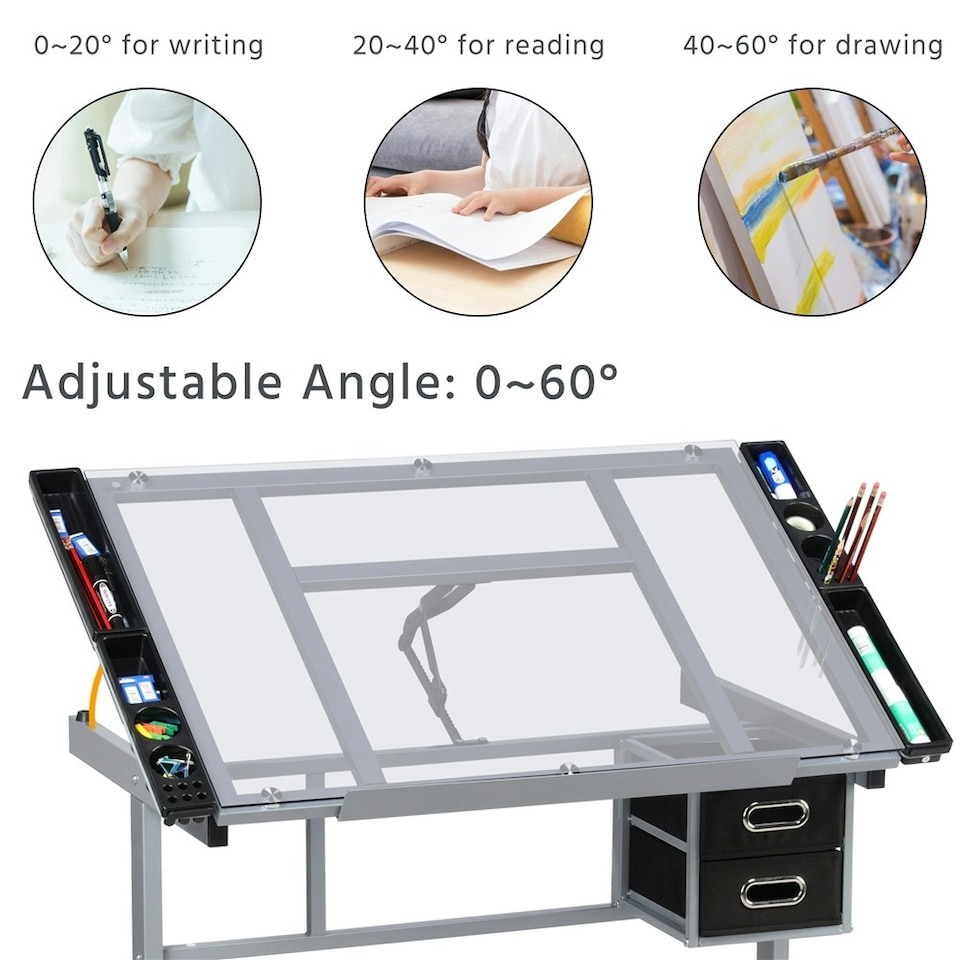 image 1 of Yaheetech Adjustable Drafting Drawing Craft Table | Black