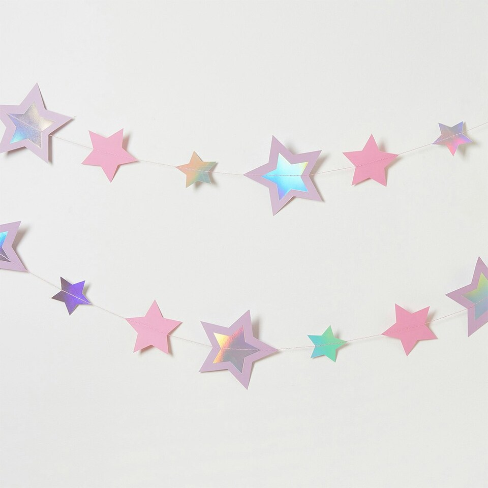 image 1 of Pink & Purple Trailing Stars Hanging Decoration 5m