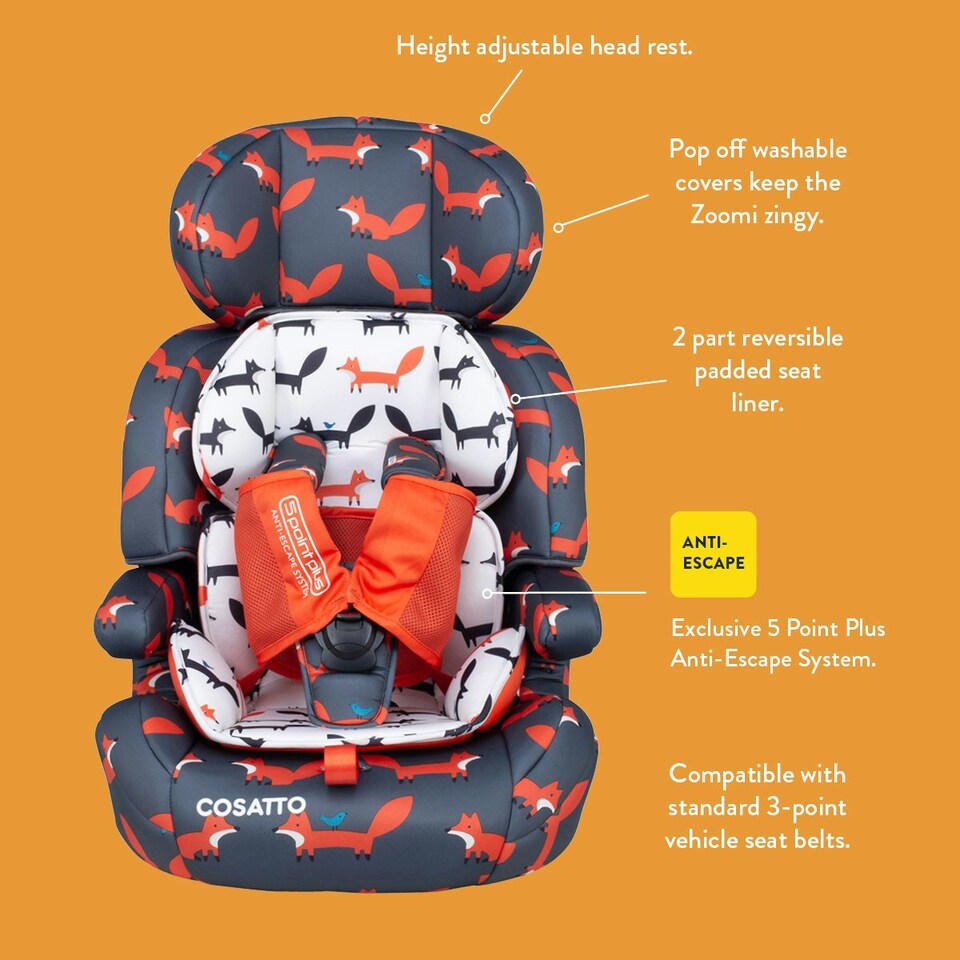 image 1 of Cosatto Zoomi Car Seat Group 1,2,3 > 9-36kg (Pretty Flamingo)
