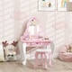 image 2 of AIYAPLAY Kids Dressing Table Set, Two-Piece Children Vanity Table with Stool | Pink