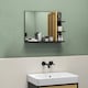 image 2 of HOMCOM Modern Bathroom Mirror with Shelf, Wall-mounted Vanity Mirror with 4 Storage Shelves and Bamboo Panel for Make Up, Black