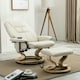 image 9 of Tuscany Bonded Leather Swivel Recliner Massage Chair w Footstool (Cream)