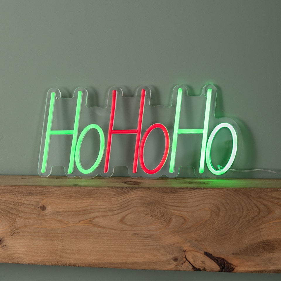 image 1 of 40cm x 18cm Light up Ho Ho Ho Christmas Neon Flex Hanging Sign