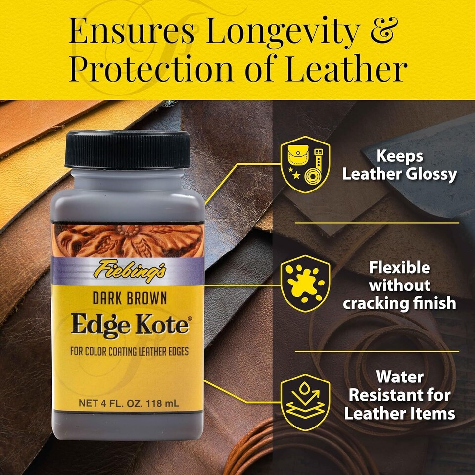 image 1 of Fiebing's Edge Kote - Leather Edge Sealer and Finisher 4oz | Brown | Dark Brown