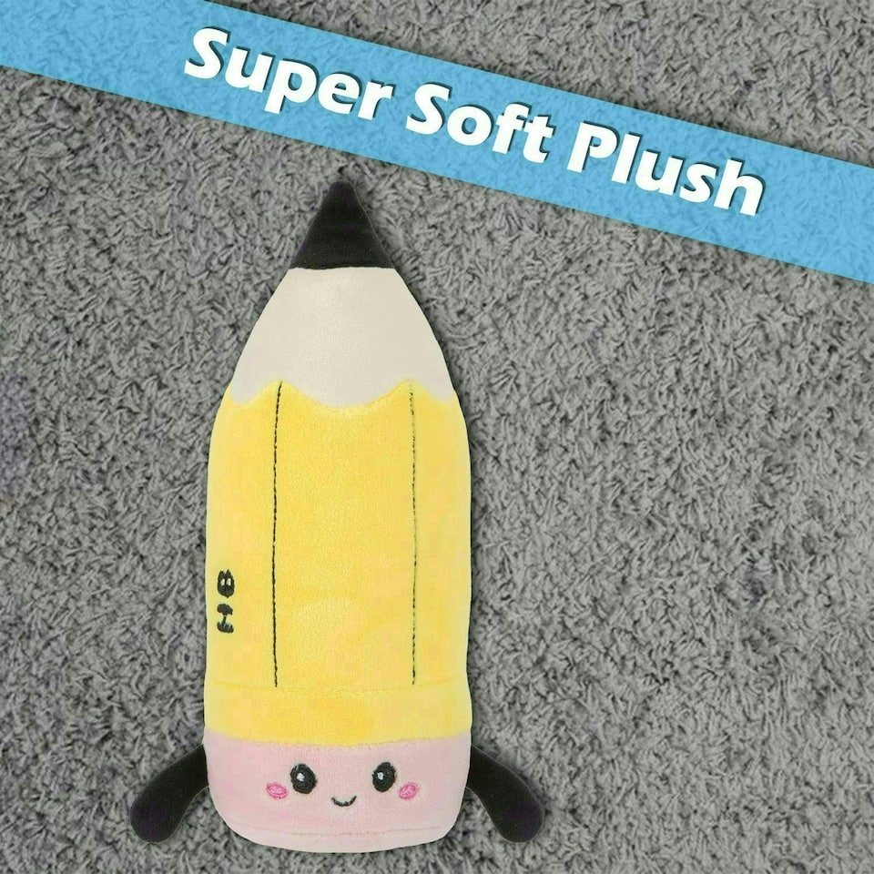 image 1 of Pencil Soft Toy Cute Plushie Huggable Cuddly Stuffed Toy 16cm Yellow