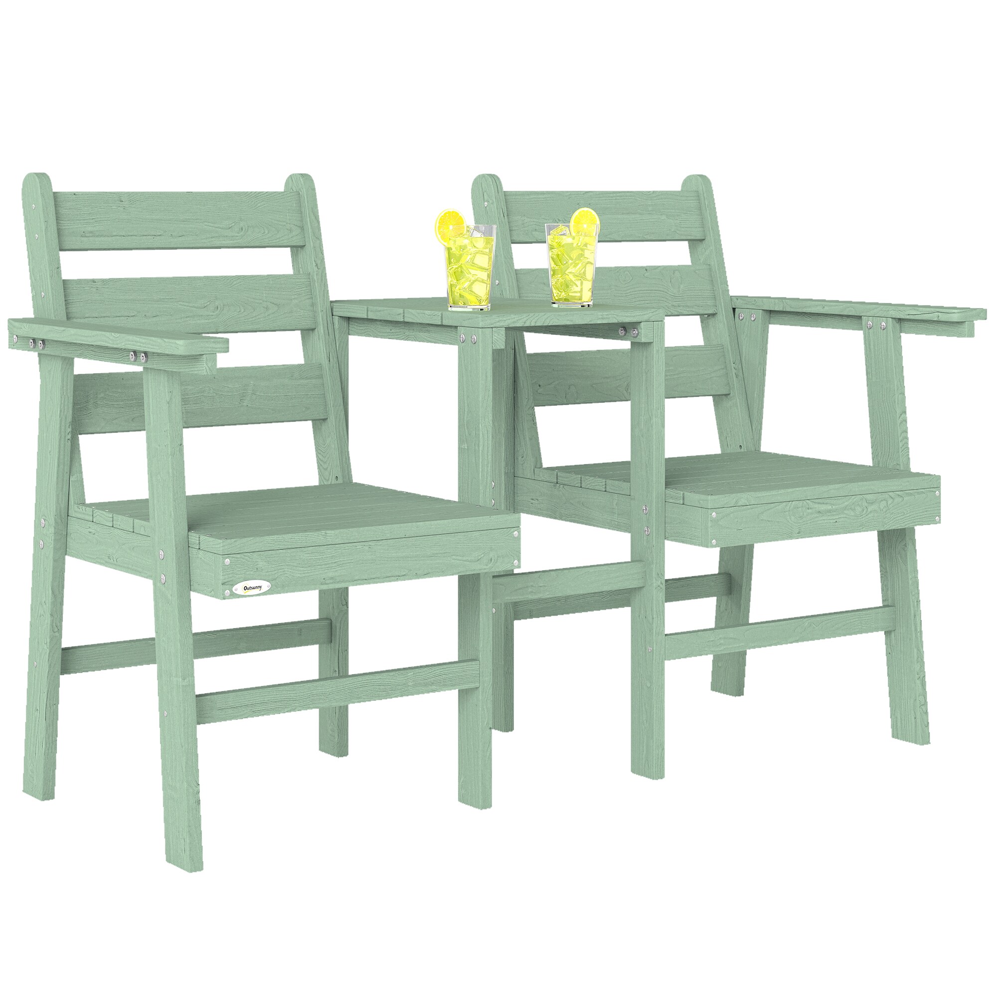 Outsunny Garden Loveseat, Embossed Wood Jack and Jill Garden Seat