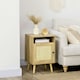 image 2 of HOMCOM Nightstand, Rattan Bedside Table w/ Cabinet, Shelf, Natural