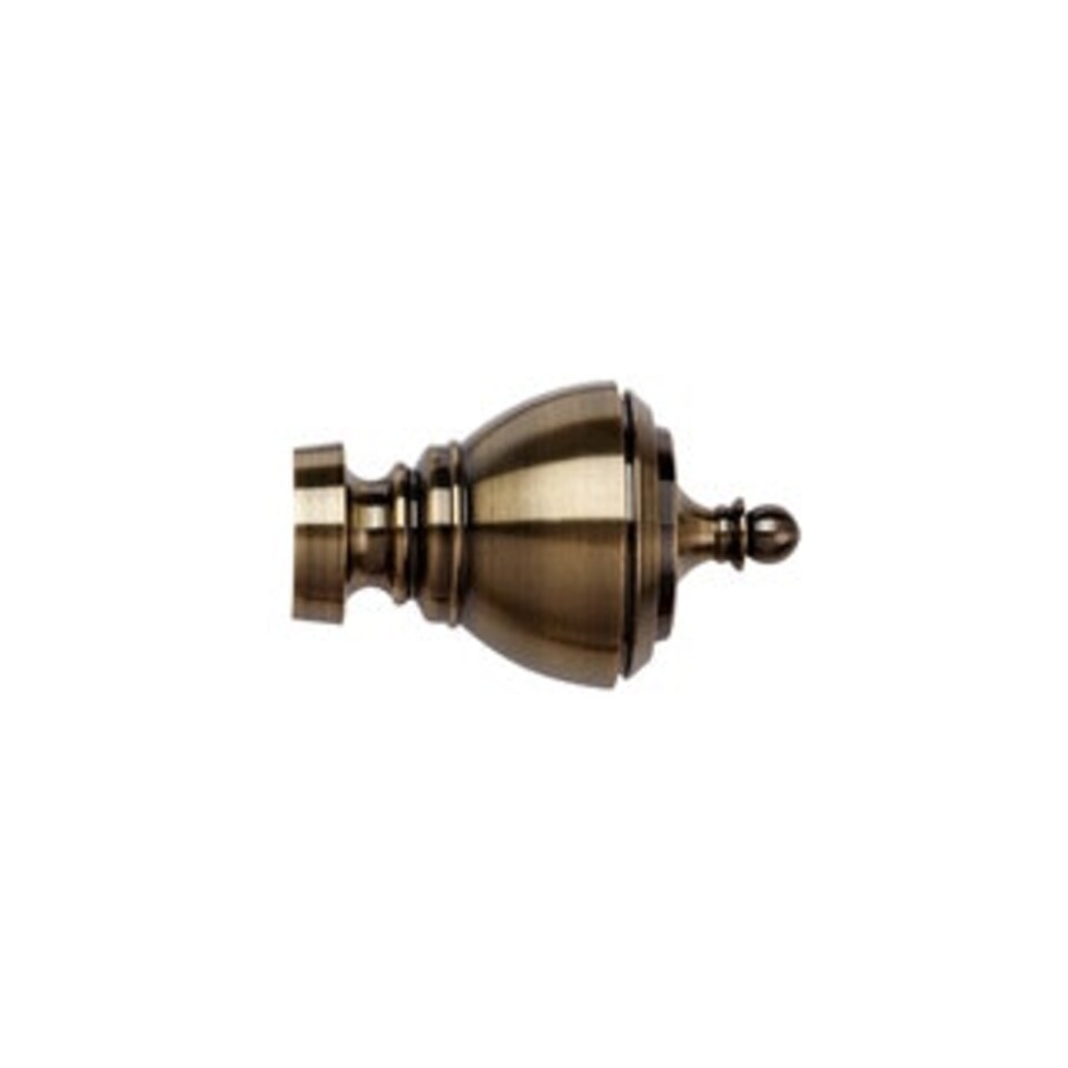 image 1 of 35mm Fixed Length Metal Curtain Pole Set Antique Brass Vienna Finial 210cm Bronze | Bronze