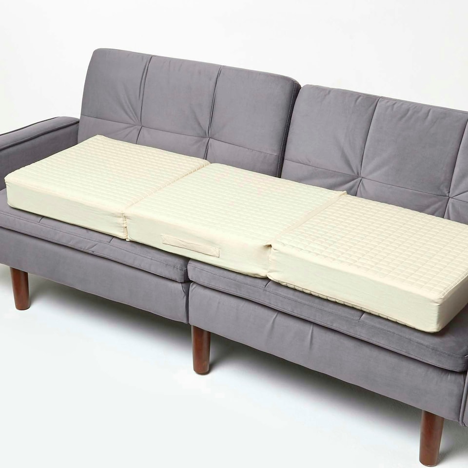 image 1 of Homescapes Cream Cotton Orthopaedic Foam 3 Seater Booster Cushion | Cream