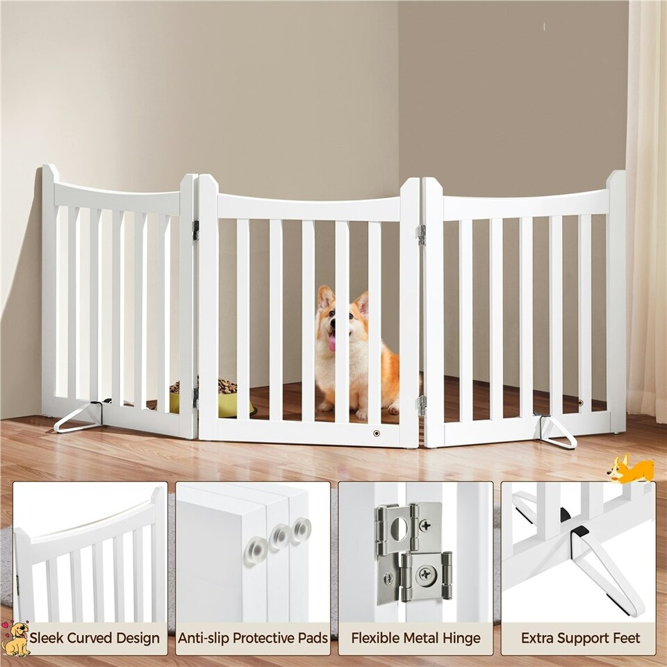 image 1 of Yaheetech 3-Panel Pet Puppy Fence, 50 × 60.5 cm White