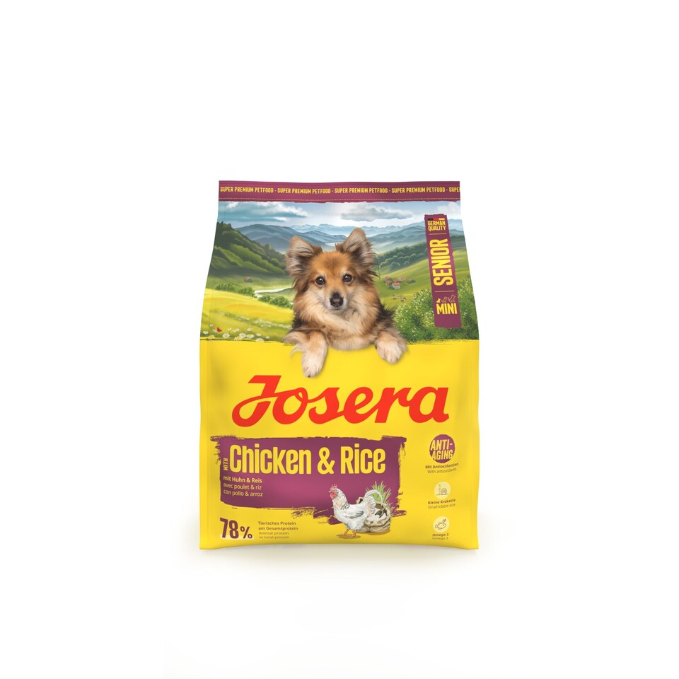 image 1 of Josera Mini Senior Chicken & Rice | Complete food for toy and small dogs | Gluten-free | Lower protein & fat | Anti-ageing | Salmon Oil Omega 3 | 0.9kg