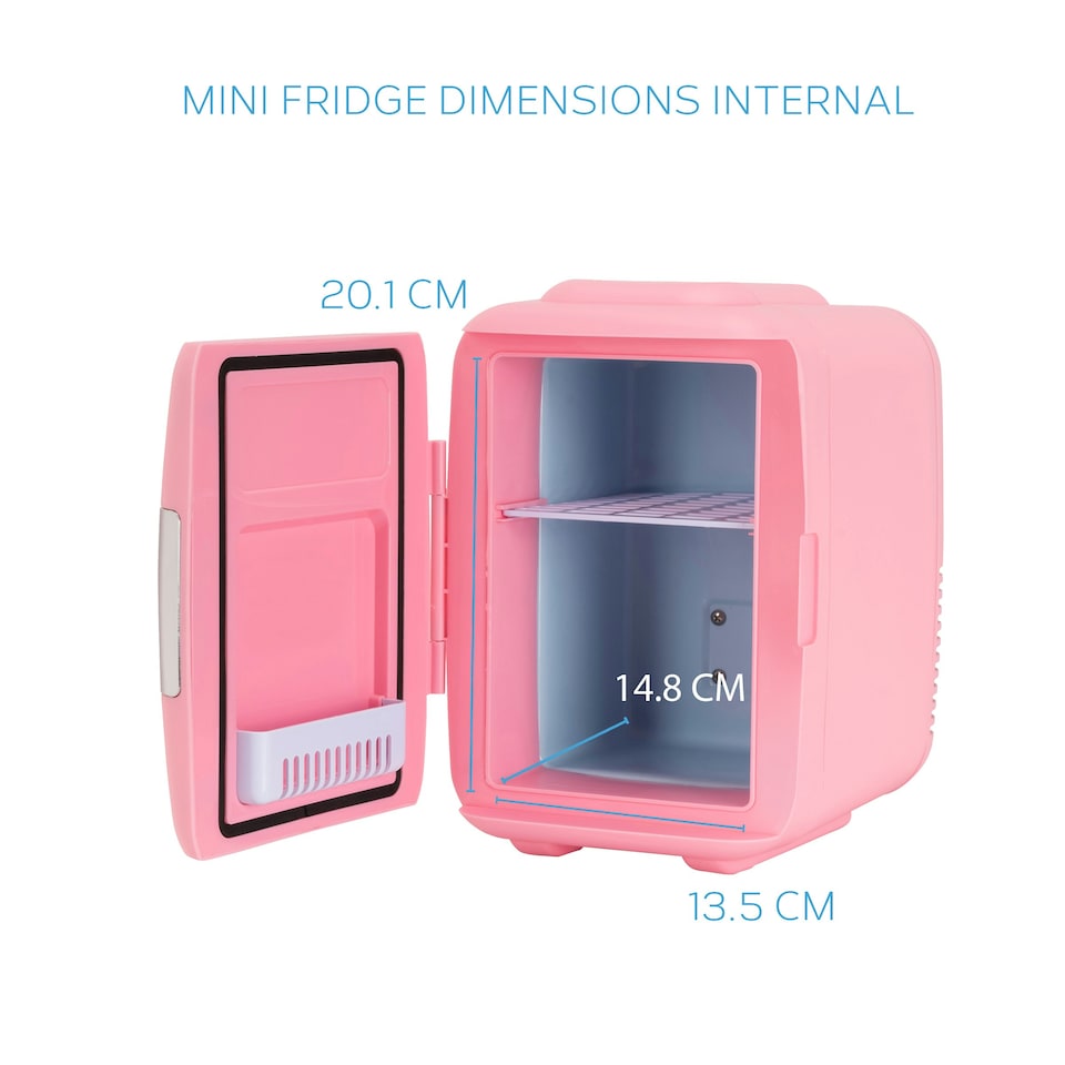 image 1 of MONCOOK Mini Fridge For Bedrooms - Small, Portable & Quiet Mini Fridges For Skincare, Medicine, Food & Drinks - Cooling & Warming Function - 5L - Pink Mono