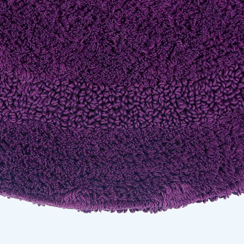 image 1 of Homescapes Luxury Reversible Round Bath Mat - Plum | Purple